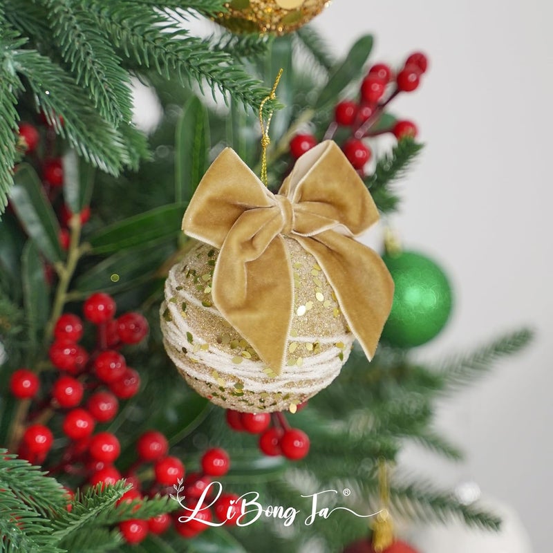 LiBongTa 3.5" Khaki Bows Small Velvet Ribbon Bow For Decoration, Self Adhesive Gift Bows, Rustic Bows For Christmas Tree, Treat Bags, Candy Pop, Basket, Party Favor, Craft Bow For Gift Wrapping-24 PCs - Image 5